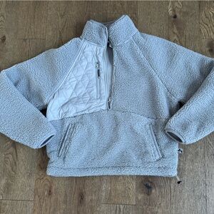 Joy Lab Women's Grey 1/4 Zip Teddy Sherpa Jacket